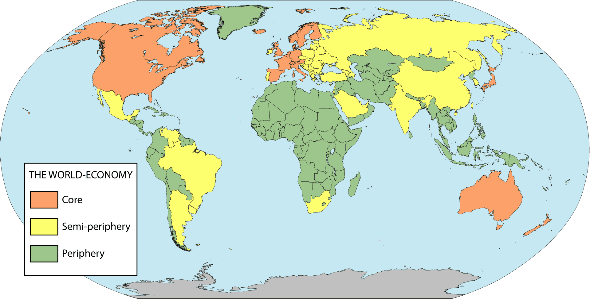 World economy map illustration for geopolitical and trade war market analysis
