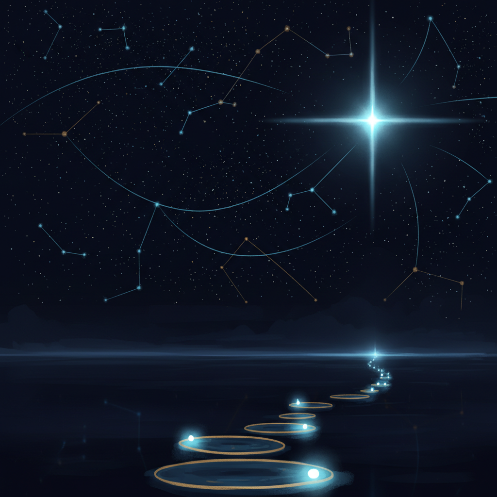 Illustration of a glowing signpost showing the process of applying and consulting for Funding Pro (factoring)