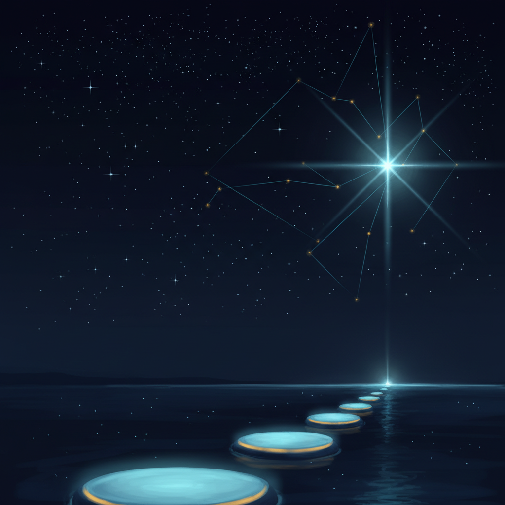 Illustration of a glowing signpost showing the application and consultation process for DMM FX