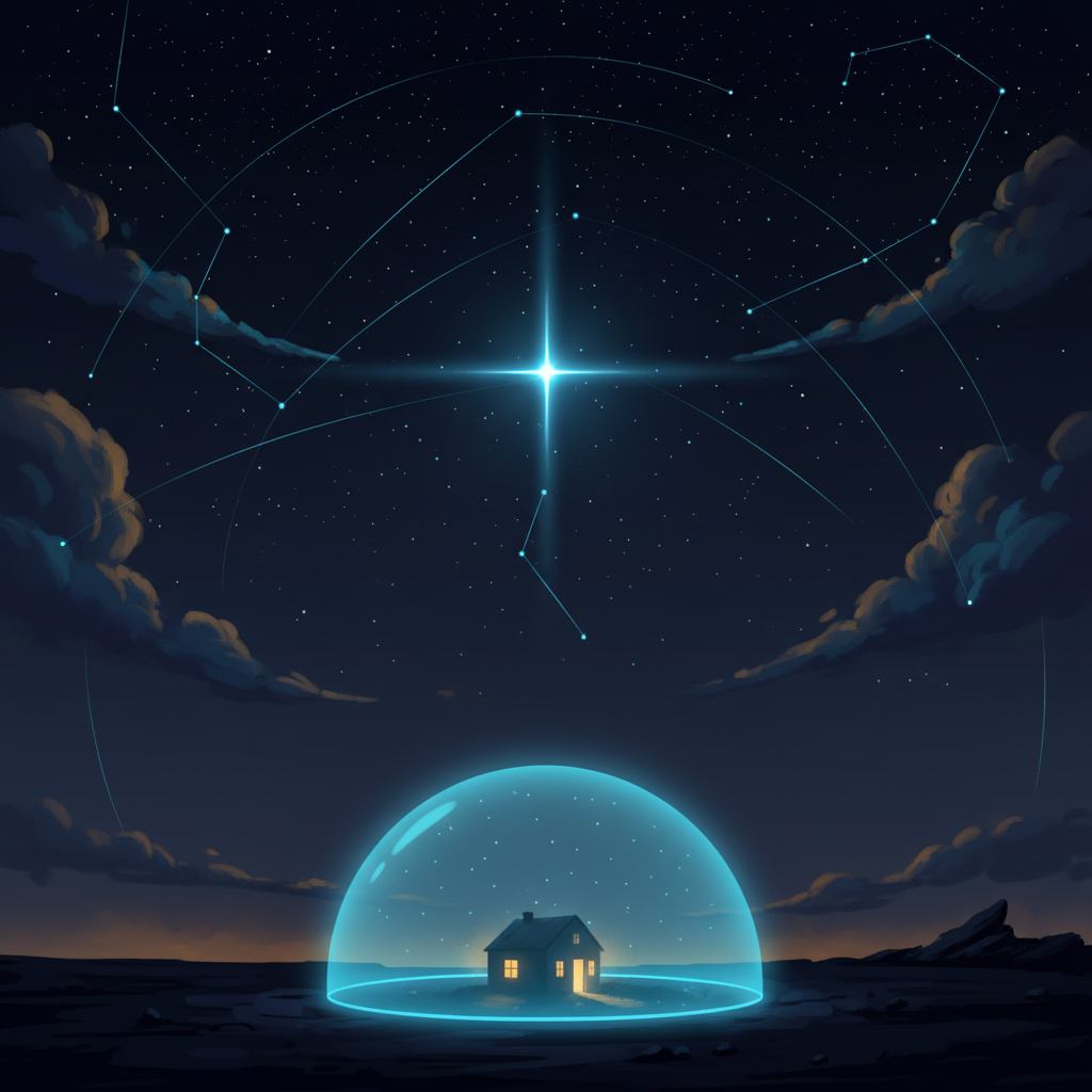 Illustration of a night shelter symbolizing the reassurance of trying Fujitomi Securities' online commodity futures trading "FITS"