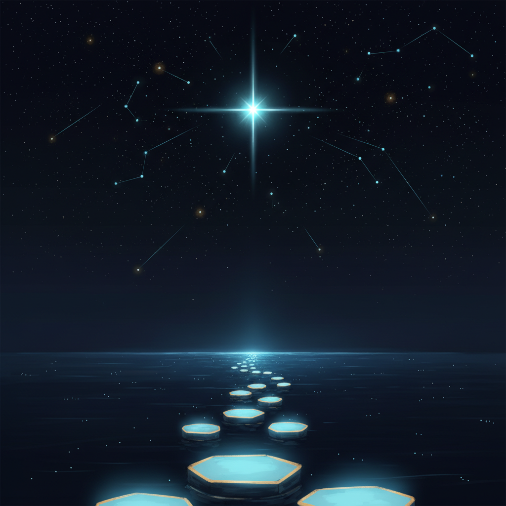 火災保険一括見積もり(A2Z)の申込・相談の流れを表す光る道標のイラスト