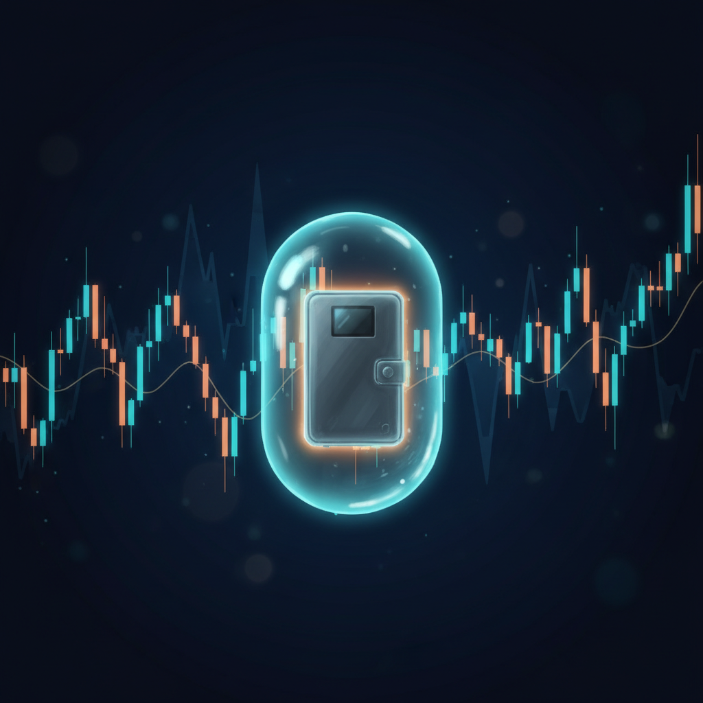 Illustration of a hardware wallet representing risk management and asset protection